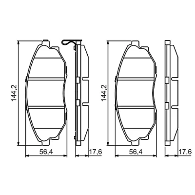 Image of 96952179 Brake pad set BOSCH 0 986 495 353 Low Metallic with acoustic wear warning anti squeak plate CHEVROLET: Epica KL1