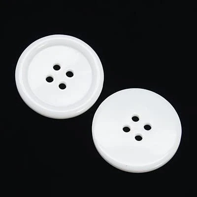 Image of 25 White Round Ridge 28mm Resin 4 Hole Sewing Crafts Scrapbooking Cardmaking Bling Buttons (White, 28mm)