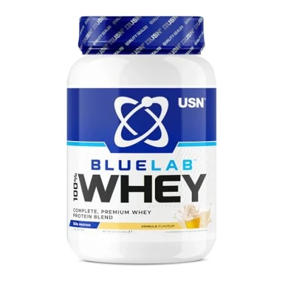 Image of USN Blue Lab Whey Protein Powder: Vanilla 908g Post Workout Isolate Muscle Building Powder Supplement With Added BCAAs