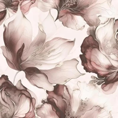 Image of Elysian Floral Pink Gold Wallpaper Metallic Effect Flowers Modern Contemporary Glamorous Feature Wall