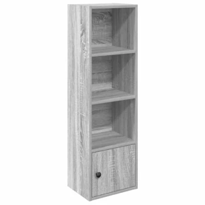 Image of vidaXL Bookcase Freestanding Shelf Storage Engineered Wood, Grey Sonoma, 31x24x102 cm, Modern Cabinet with Doors Living Room/Office Decor