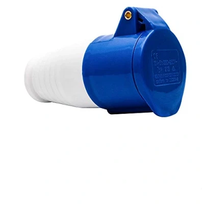 Image of Blue Industrial Plug &amp; Sockets MASO 32A 220v IP44 3 pin Site Wall Socket Waterproof Connector 2P+Earth Male/Female (#223)