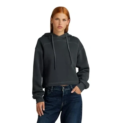 Image of G Star RAW Womens Overdyed Loose Hooded Sweater Black Cotton Size Small