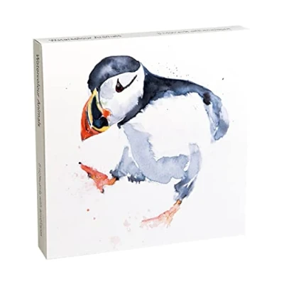 Image of Museums &amp; Galleries Symon Kaye Watercolour Animals Pack of 8 Square Art Greeting Cards with White Envelopes
