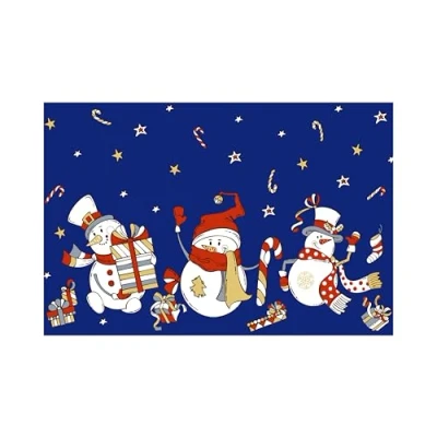 Image of LuxFocus Christmas Snowman Snowflake Doormat Indoor Outdoor Xmas Welcome Mat for Home Decoration Non Slip Backing Entrance Floor Rug 50x80cm Blue
