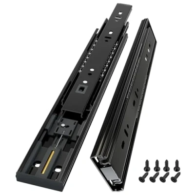 Image of AOLISHENG Soft Close Drawer Runners Slides 300mm Heavy Duty 45kg Load Capacity Draw Sliders Full Extension Ball Bearing Kitchen Cabinet Replacement Side Mount, Black 1 Pair