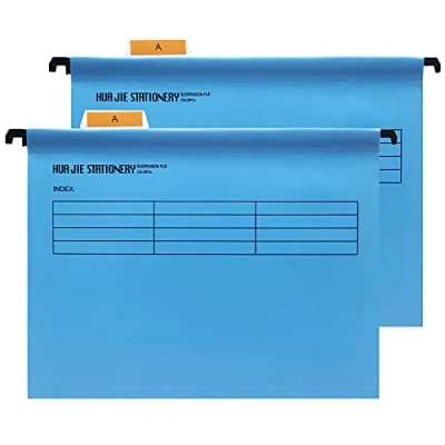 Image of Srvnpioy Foolscap Suspension Files with Tabs and Card Inserts for Filing Cabinets, Measures 41 x 25 37 cm (12 Pack, Blue) Polypropylene Plastic Hanging Folders Office Home