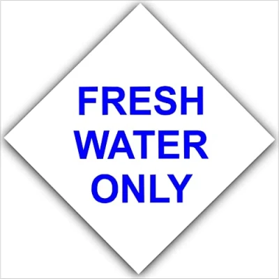 Image of 1 x Fresh Water Only Sticker Self Adhesive Sign Warning Health and Safety Label Caravan Campervan Camping Blue on White 87mm
