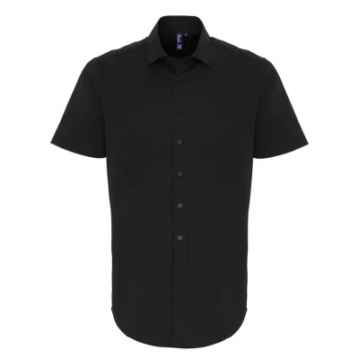 Image of Premier Mens Stretch Fit Poplin Short Sleeve Shirt (Black) Size 4XL