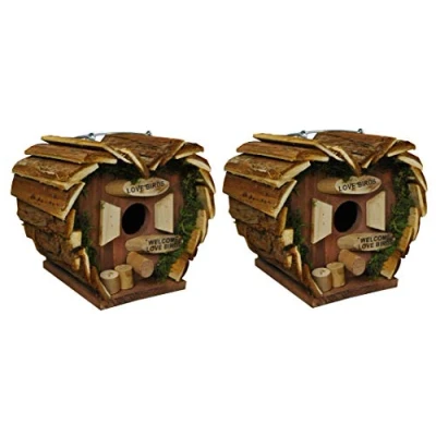Image of Selections GFJ840 Love Birds Nesting Boxes Bird Hotels Pack of 2