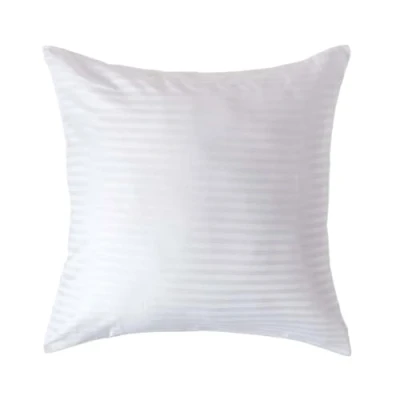 Image of HOMESCAPES White Pure Egyptian Cotton Euro Size Pillowcase 60 x cm 330 TC 500 Thread Count Percale Equivalent Satin Stripe Pillow Case with Zip