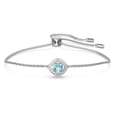 Image of Swarovski Angelic Square bracelet, Blue, Rhodium plated, from Collection