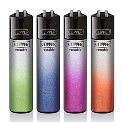 Image of 4 x Clipper Lighters Rare Metallic Gradient Design Lighter