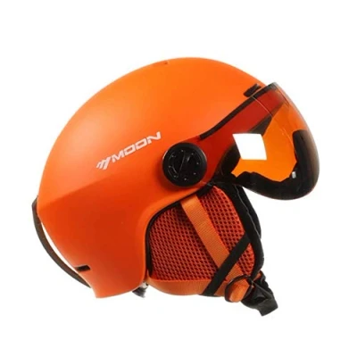 Image of Ski/Snowboard Helmet Unisex Lightweight Professional Adjustable Snow Sports Helmets with Goggles Visor (Orange, Large)