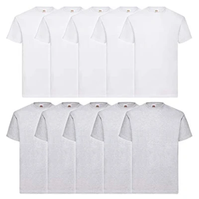 Image of Fruit of the Loom Valueweight Men’s T Shirt, Pack 5, 5 white/5 grey, 3XL