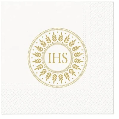 Image of 3 Ply First Communion Napkins Decoupage Tissue Paper Serviettes 33cm x Pack of 20 (Blessed Time Gold)
