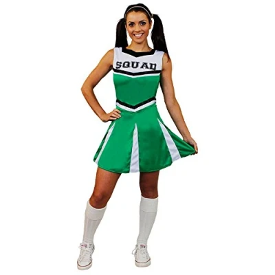 Image of I Love Fancy Dress ILFD4058XXL Ladies Cheerleader Costume with SQUAD Print and Pleated Skirt (2X Large)