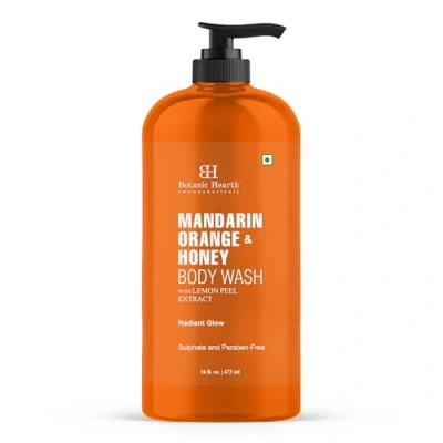 Image of Botanic Hearth Mandarin Orange &amp; Honey Body Wash with Lemon Peel Extract Sulfate Paraben Free, Gentle Cleansing Radiant Glow 16 fl. oz