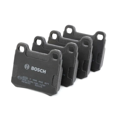 Image of BPMBR2, E190R011195117 Brake pad set BOSCH 0 986 466 871 Low Metallic with anti squeak plate, mounting manual MERCEDES BENZ: W124 Saloon, 190