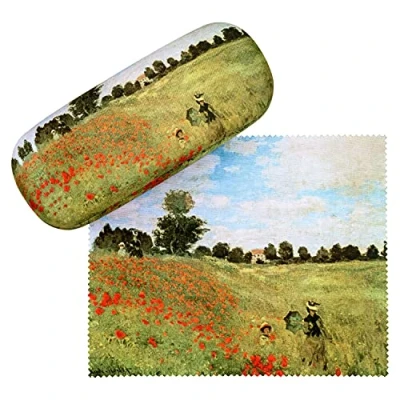 Image of VON LILIENFELD Glasses Case Claude Monet: Field of Poppies Present Cleaning Cloth Spectacle Cases Lightweight Stable Art