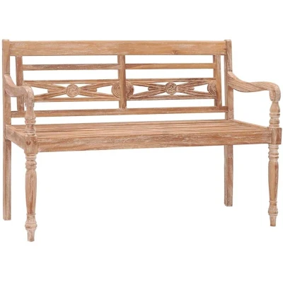 Image of vidaXL Batavia Bench 120 cm White Wash Solid Teak Wood
