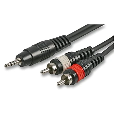 Image of Pulse PLS00179 3.5 mm Stereo Jack to 2x Phono (RCA) Plug Lead, 1.2m, Black