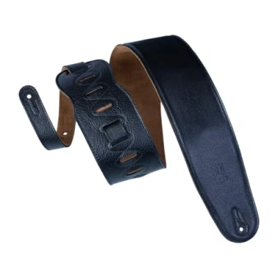 Image of Levy&#039;s Leathers M4gf blk 3 1/2 inch Garment Leather Bass Guitar Strap with Foam Padding and Suede Backing Black