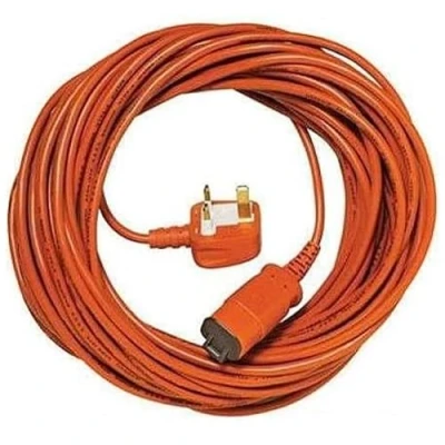 Image of SPARES2GO 15 Metre Cable &amp; Lead Plug for Flymo Roller Compact 340 3400 400 4000 Power 330 Lawnmower (15m)