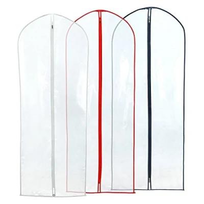 Image of Hangerworld 6 Clear 60 Inch Showerproof Dress Suit Garment Clothes Covers with Coloured Trim