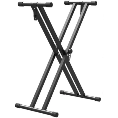 Image of blmdz Keyboard Stand Double Braced X Frame Music Piano 49cm 97cm Infinitely Adjustable with Locking Straps, Black