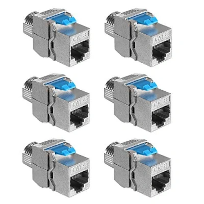 Image of kwmobile Keystone Module Jacks 6 Piece Cat 8 Shielded Jack RJ45 Ethernet 40 Gbit with Metal Housing