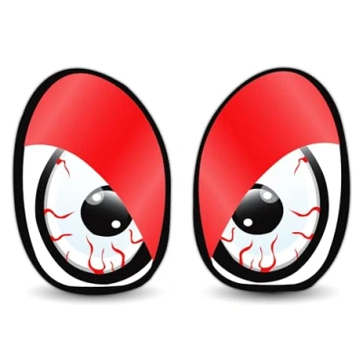 Image of SkinoEu® 2 x Vinyl Self Adhesive Stickers Cartoon Funny Eyes Laptop iPad Car Window Auto Moto Motorcycle Helmet Bike Skate Truck Racing Tuning B 86