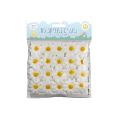 Image of SKYTE 20 Pack Easter Fabric Decorative Daisies Spring Bonnet Craft Decoration Egg Gift Hamper Baskets Flowers Arts &amp; Crafts (White), 19.5cm x 17cm 2cm
