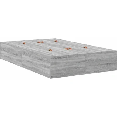 Image of vidaXL Storage Bed Frame Grey Sonoma 120x190 cm