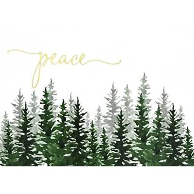 Image of Winter Evergreens Deluxe Boxed Holiday Cards (20 cards, 21 self sealing envelopes)