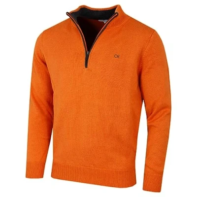 Image of Calvin Klein Mens 1/2 Zip CK Golf Sweater Orange XXXXXL