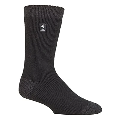 Image of HEAT HOLDERS Mens Extra Thick Thermal Socks for Winter Warm Fluffy Fleece Insulated Gifts Men (6 11, Black/Charcoal Heel &amp; Toe (Berlin))