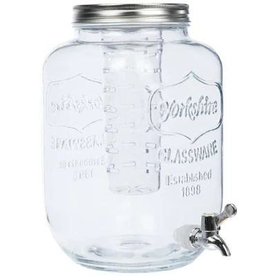 Image of KitchenCraft Home Made Glass Drinks Dispenser Jar with Water Infuser, 7.5 litres Transparent