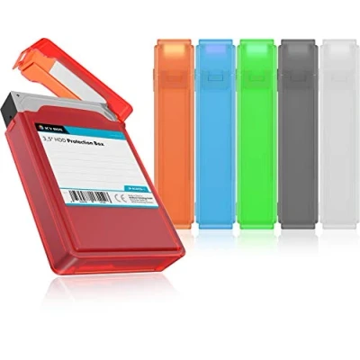 Image of ICY BOX 6 piece set of hard drive boxes for 3.5 inch HDD protection or storage, stackable, labeling options, case, plastic, multicolor, IB AC602b