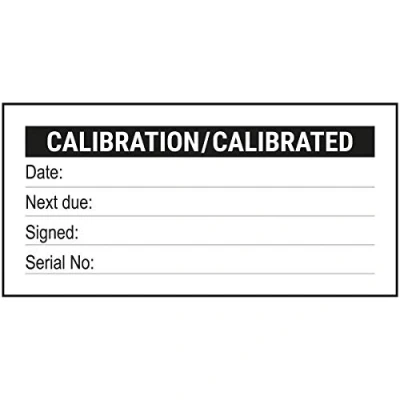 Image of V Safety Write On Calibration/Calibrated Serial No Sticker Black 51x25mm (Roll of 250)