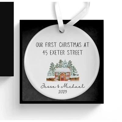 Image of Personalised First Christmas in New Home Ornament, Tree Decoration, 1st Xmas Bauble, Housewarming Gift, Gift