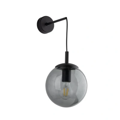 Image of Esme Globe Wall Lights Black, Graphite Glass 1xE27