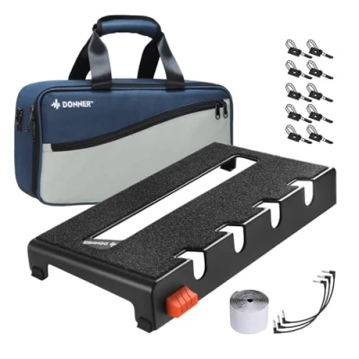 Image of Donner Guitar Pedalboard, DB 2 Small Portable Effect Pedal Board Set, Waterproof Bag including Adhesive Backed Hook and loop Power Supply Mounting Device, Size 17.32&quot; x 10.24&quot; 5.12&quot;