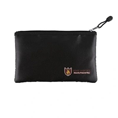 Image of Fireproof Document Bag, DesignerBox Safe Money Bag Silicone Coated Fire Water Resistant with Zipper for File Folder Holder Ipad Cards Jewelry Passport (S 10.62&quot;x6.29&quot;)