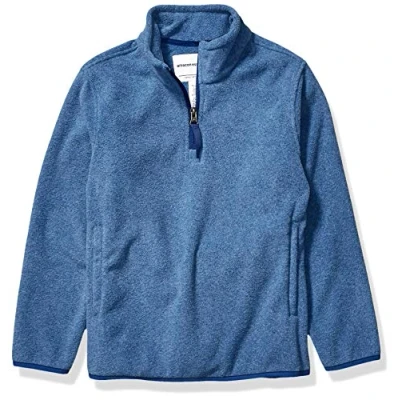 Image of Amazon Essentials Boys&#039; Polar Fleece Quarter Zip Pullover Jacket, Blue Heather, 9 Years