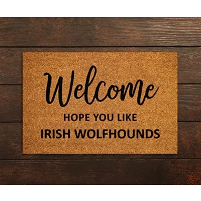 Image of Ensound Welcome Hope You Like Irish Wolfhounds Doormats,Welcome Door Mat,Welcome Funny Dogs Breed Doormats 30x18 Inch