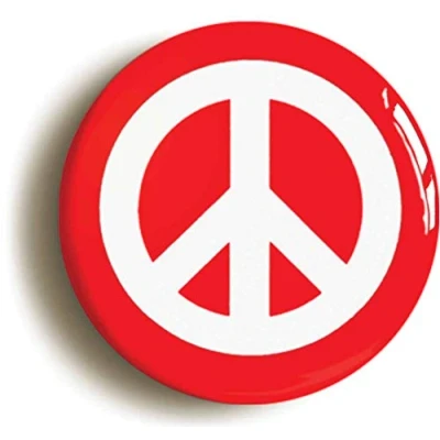 Image of Ozorath CND PEACE SYMBOL BADGE BUTTON PIN RED (Size is 1inch/25mm diameter)