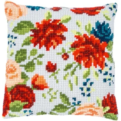 Image of Vervaco Peony Cross Stitch Cushion Kit