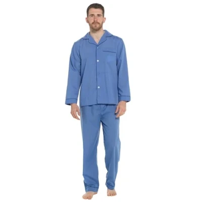 Image of Lora Dora Strong Soul Mens Traditional 2 Piece Pyjamas, Plain Blue, M