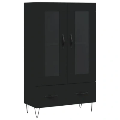 Image of vidaXL Highboard, Sideboard for Bedroom Living Room, Cupboard with Drawer and Door, Side Cabinet, Modern Style, Black Engineered Wood